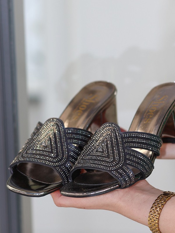 Enda Platin Rugan Topuklu Terlik