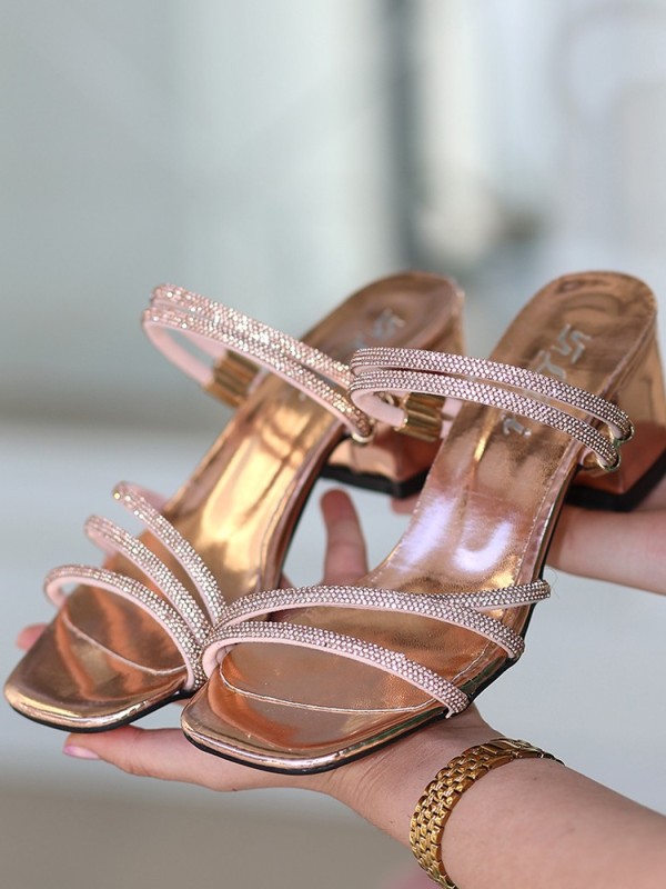 Gron Bakır Rugan Topuklu Sandalet