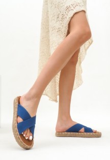 Jinor Mavi Keten Espadril Terlik