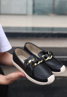 Riwan Siyah Cilt Babet Ayakkabı Riwan Siyah Cilt Babet Ayakkabı