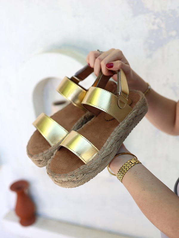 Wery Altın Sarısı Cilt Cırt Cırtlı Sandalet Wery Altın Sarısı Cilt Cırt Cırtlı Sandalet