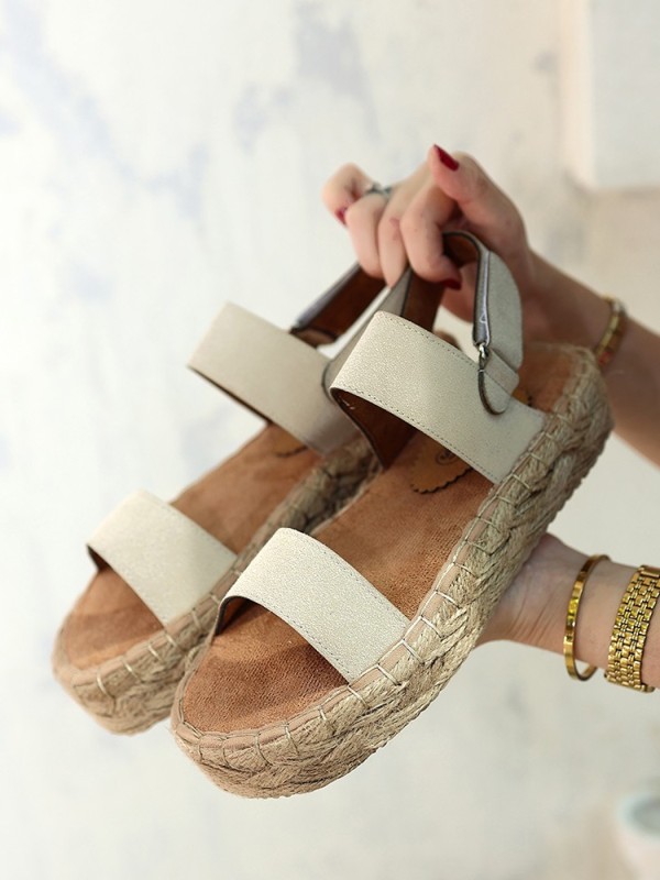 Wery Bej Deri Cırt Cırtlı Sandalet