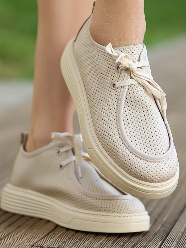 Olse Bej Cilt Bağcıklı Spor Ayakkabı