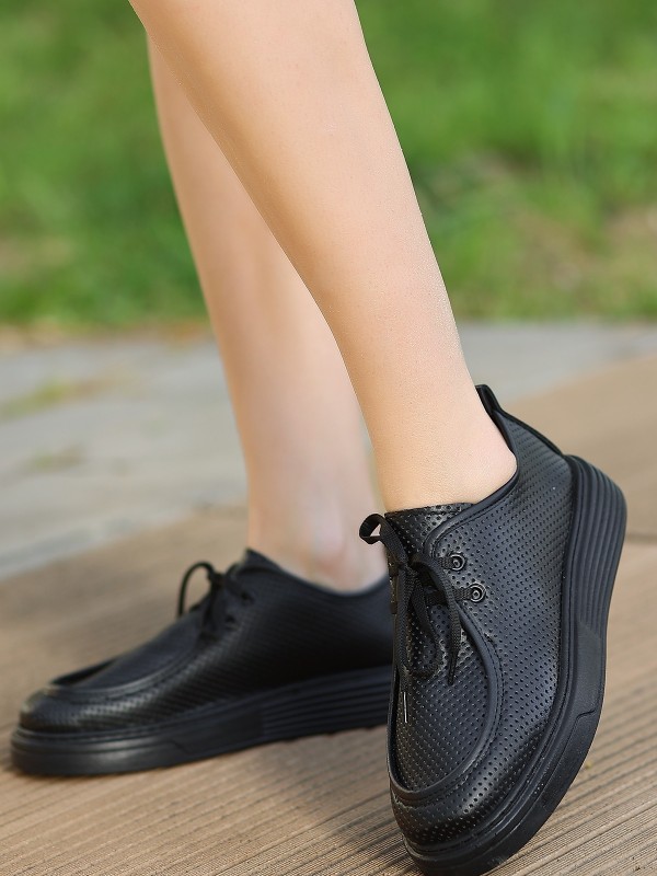 Olse Siyah Cilt Bağcıklı Spor Ayakkabı