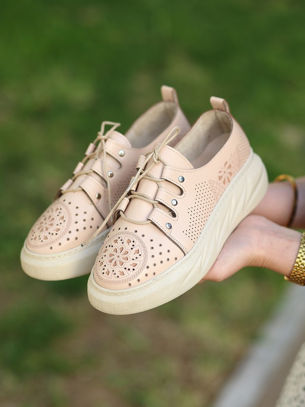 Down Nude Cilt Bağcıklı Spor Ayakkabı