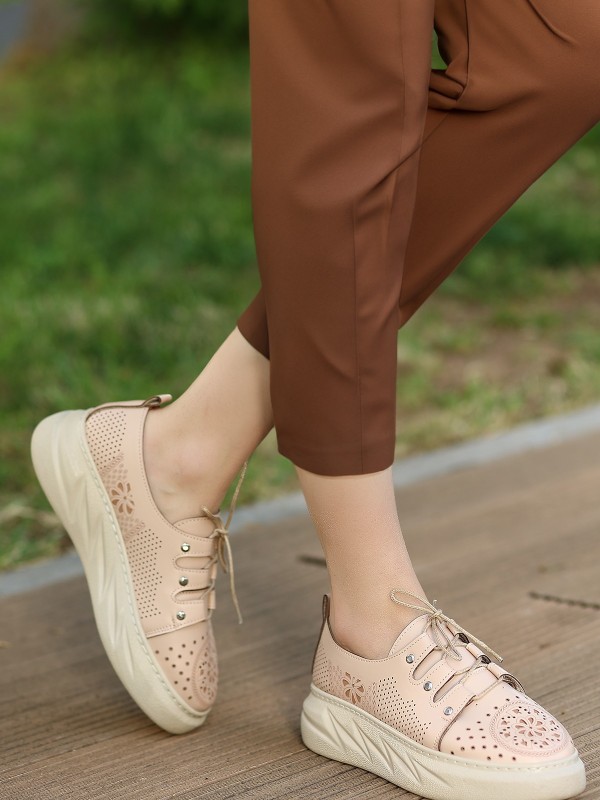 Down Nude Cilt Bağcıklı Spor Ayakkabı