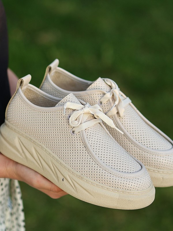 Freya Bej Cilt Bağcıklı Spor Ayakkabı