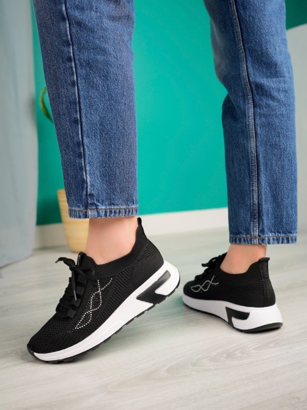 Edne Siyah Triko Bağcıklı Spor Ayakkabı