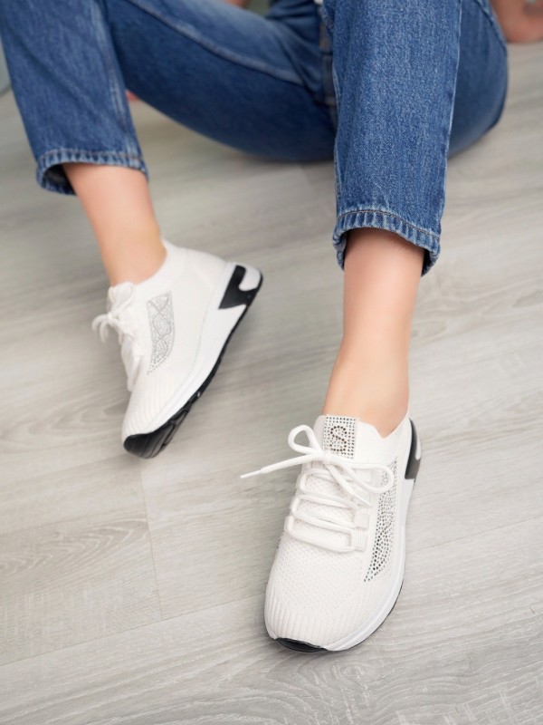 Edne Beyaz Triko Bağcıklı Spor Ayakkabı