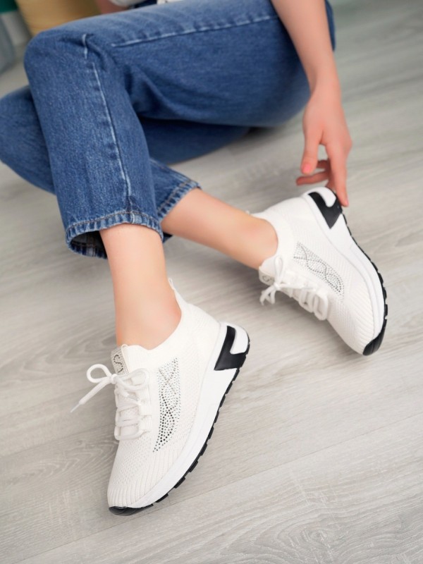 Edne Beyaz Triko Bağcıklı Spor Ayakkabı