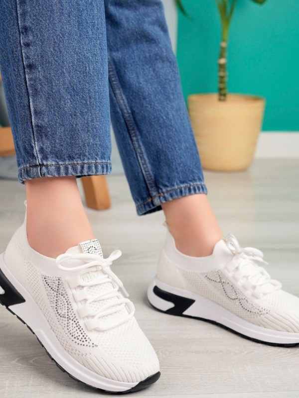 Edne Beyaz Triko Bağcıklı Spor Ayakkabı