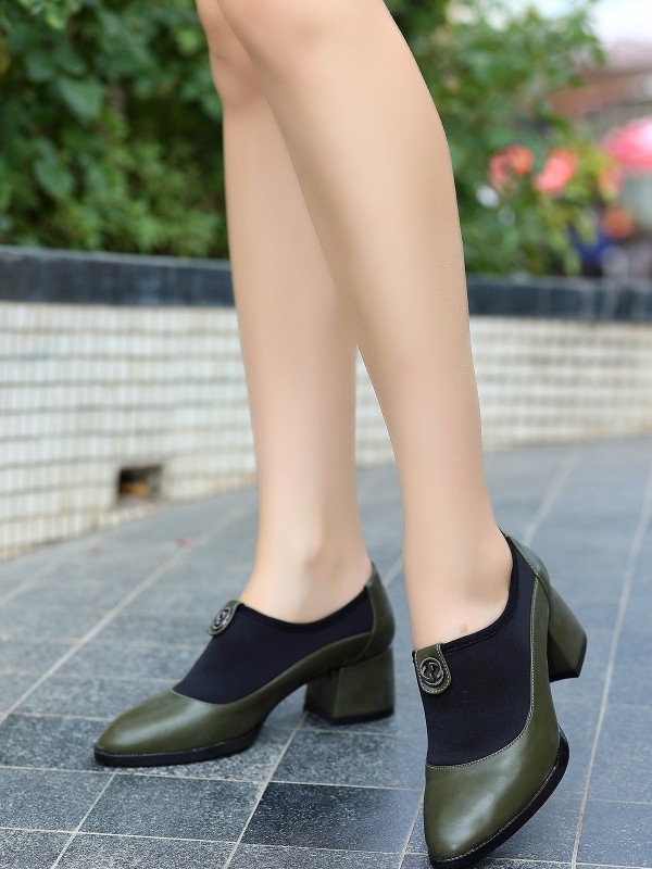 Jeen Yeşil Cilt Topuklu Ayakkabı