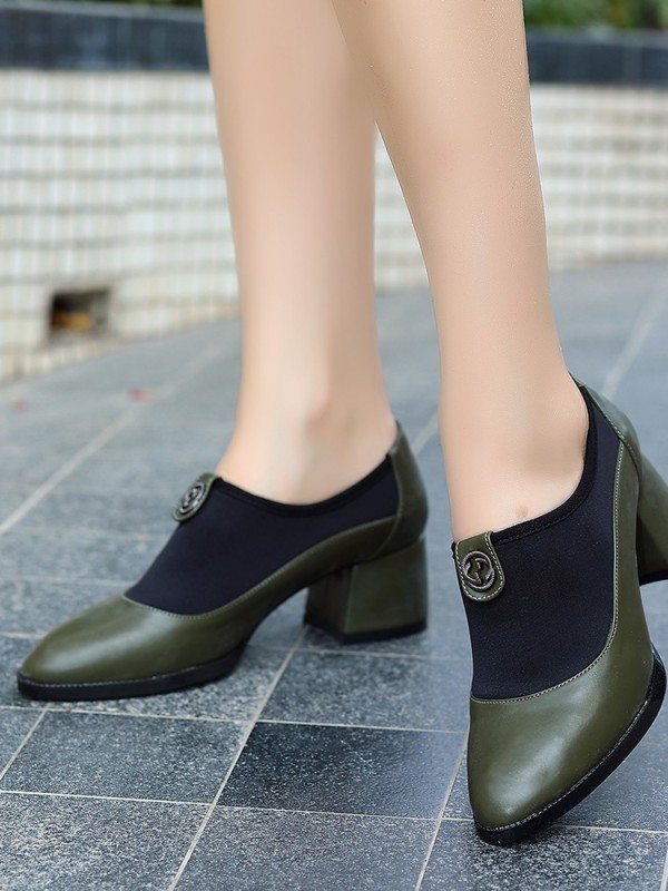 Jeen Yeşil Cilt Topuklu Ayakkabı