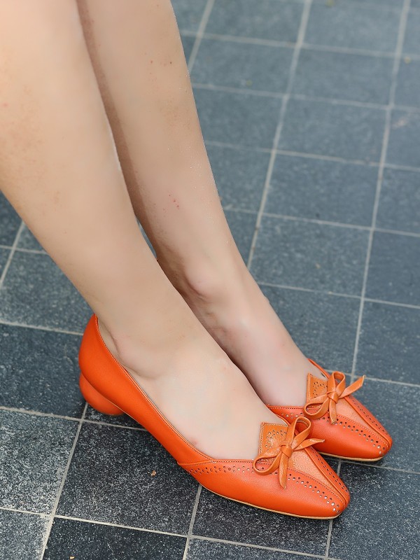 Yuol Turuncu Cilt Topuklu Ayakkabı