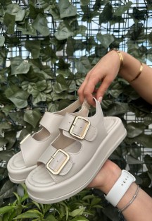 Krita Bej Cilt Sandalet