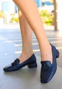 Nien Lacivert Cilt Topuklu Ayakkabı