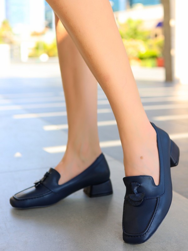 Nien Lacivert Cilt Topuklu Ayakkabı