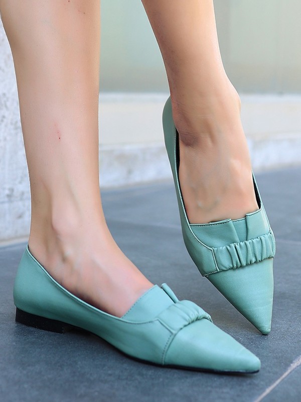 Mirga Yeşil Cilt Topuklu Ayakkabı