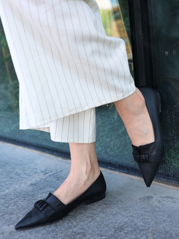 Mirga Siyah Cilt Topuklu Ayakkabı