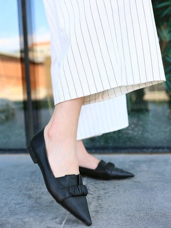 Mirga Siyah Cilt Topuklu Ayakkabı