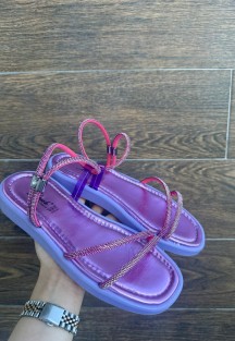 Nadda Lila Cilt Boncuk İşlemeli Sandalet