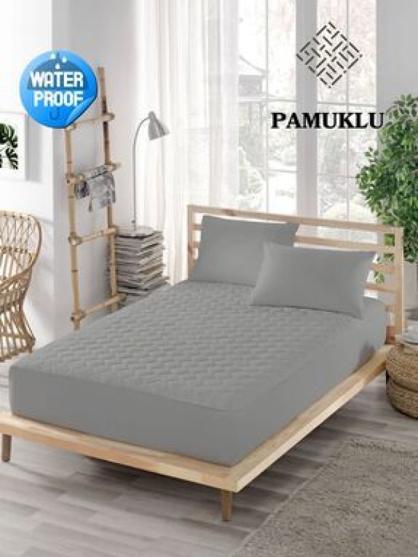 ELY PARKERRenkli Alez Gri-sıvı Geçirmez-pamuk Kapitoneli Fitted-çift Kişilik-tek Kişilik-bebek Alezi