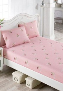 Eponj HomePes Lastikli Çarşaf Seti Çift Kişilik Alanur Pembe