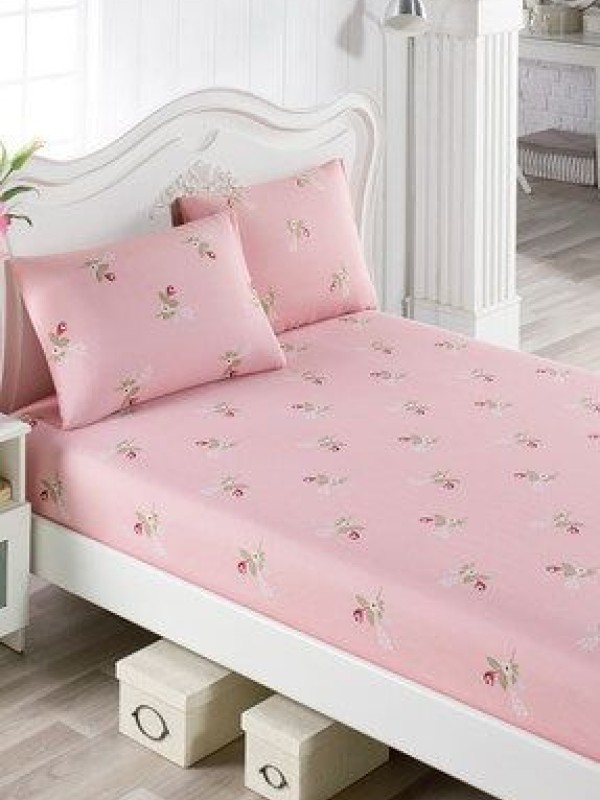 Eponj HomePes Lastikli Çarşaf Seti Çift Kişilik Alanur Pembe