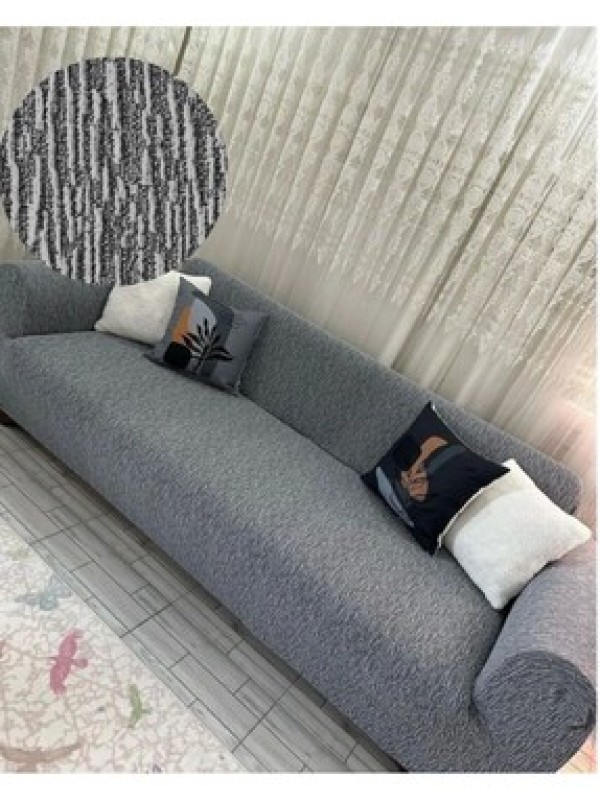 FaiendDüz Jakarlı 3 Kişilik Gri Kanepe Örtüsü | Lastikli Koltuk Örtüsü |çekyat Örtüsü| koltuk kılıfı