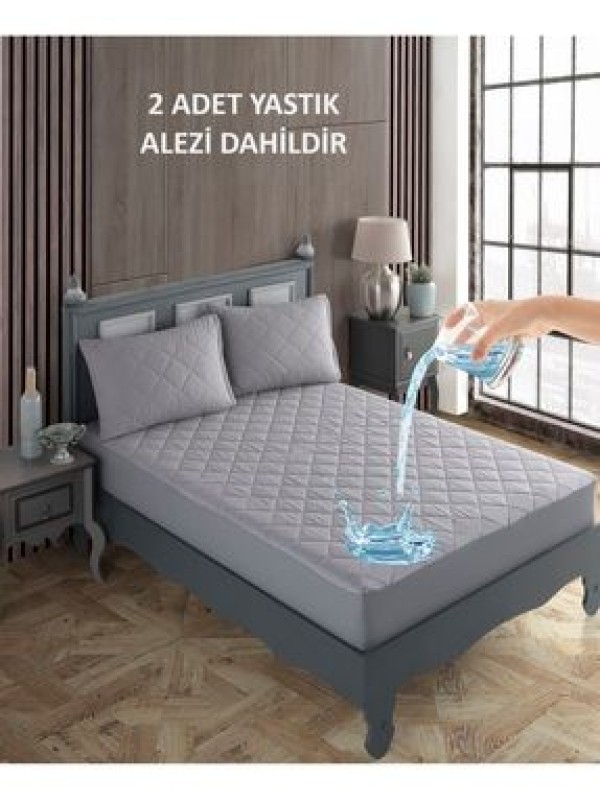 sevilyaÇift Kişilik Alez Seti %100 Pamuk Kapitone Su Sıvı Geçirmez Yatak Yastık Alezi Yatak Yastık Koruyucu