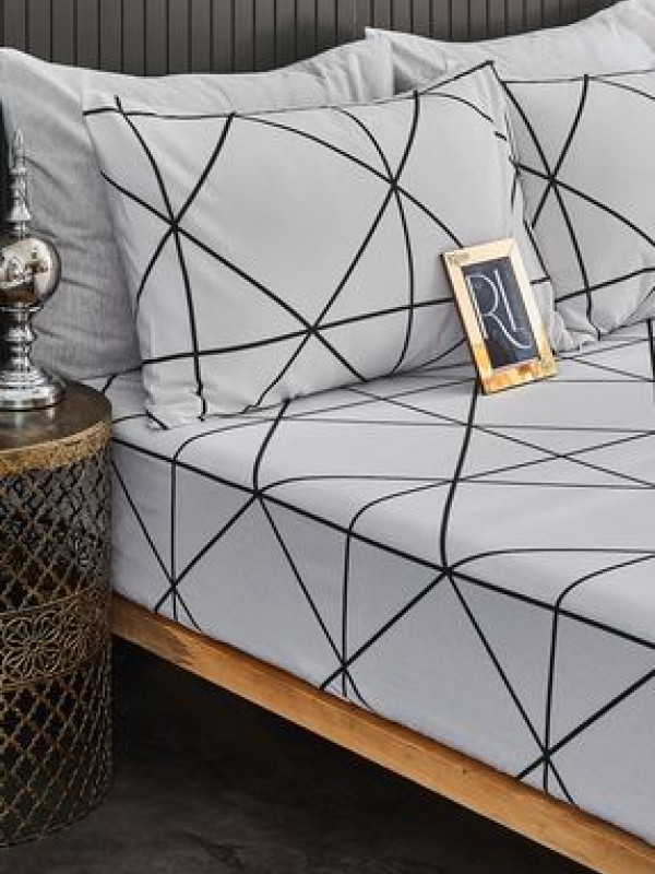 Ricco LifesBeyaz Atlas Çift Kişilik Lastikli Çarşaf 2 Yastık Kılıfı 160x200