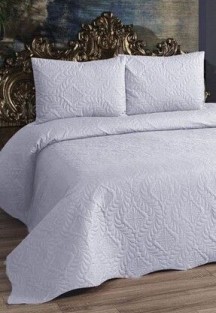 FaiendUltrasonik Kapitoneli Parlak Çift Kişilik Yatak Örtüsü Ve Yastık Kılıfları (GRİ RENK)