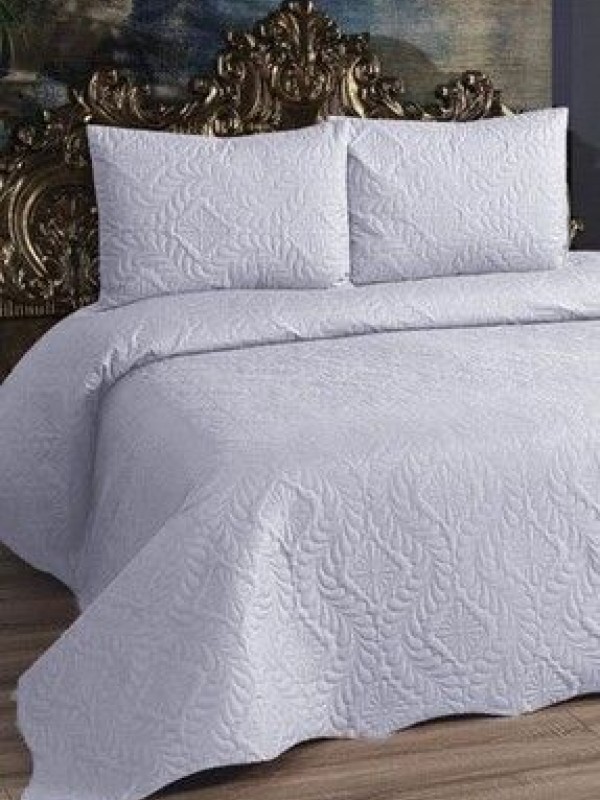 FaiendUltrasonik Kapitoneli Parlak Çift Kişilik Yatak Örtüsü Ve Yastık Kılıfları (GRİ RENK)