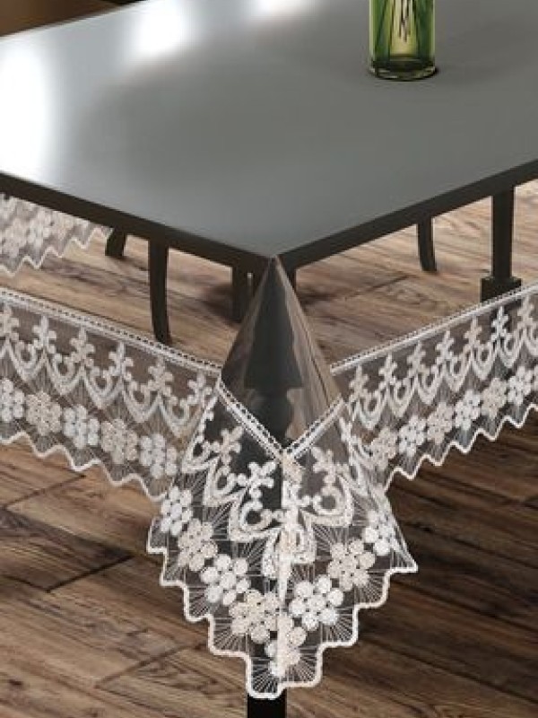 starlet home collection Yonca Şeffaf Silikon Fransız Dantelli Masa Örtüsü