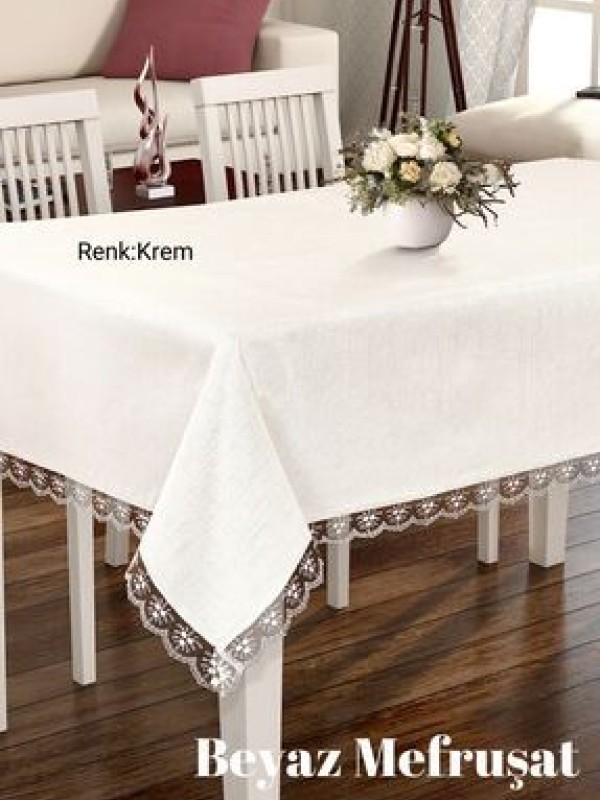 CardeaDertsiz Masa Örtüsü Güpürlü Kdk Kumaş