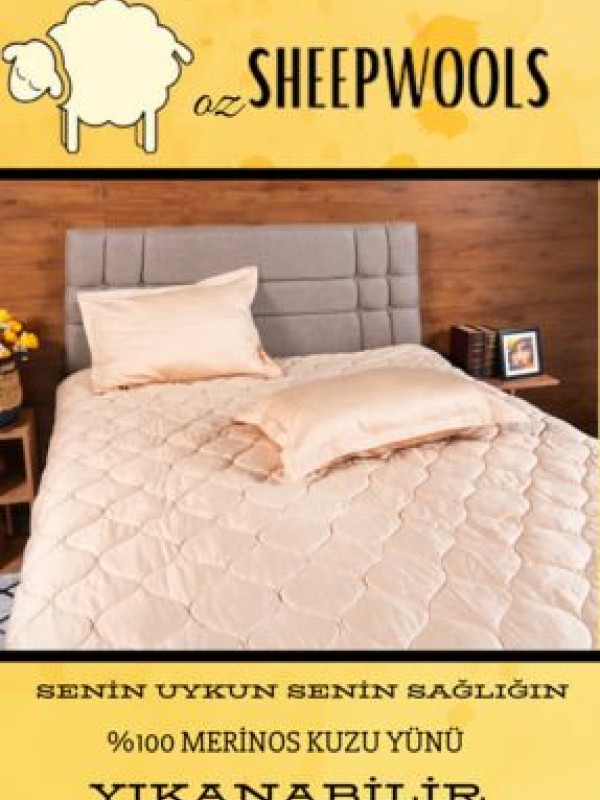 ozsheepwoolsÇİFT KİŞİLİK YÜN YORGAN&PİKE -İNCE YAZLIK-%100 MERİNOS YÜN - %100 SATEN PAMUK DIŞ KUMAŞ-YIKANABİLİR