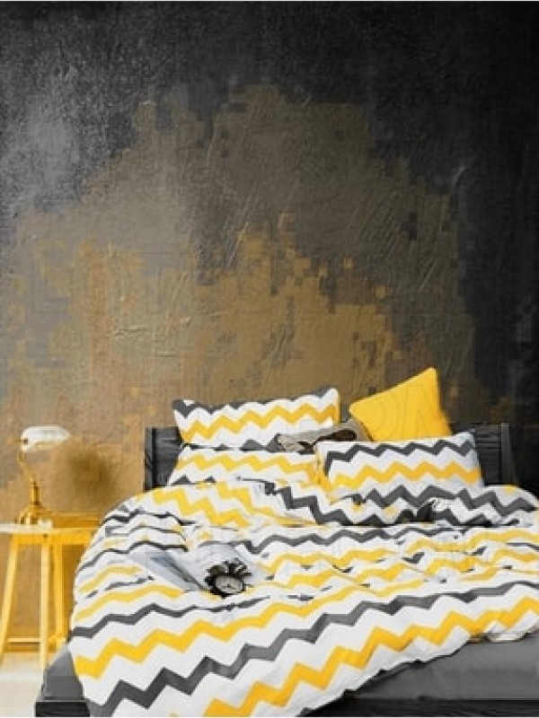 LotusZigzag Desen Lüks Pamuklu Tek Kişilik Nevresim Seti