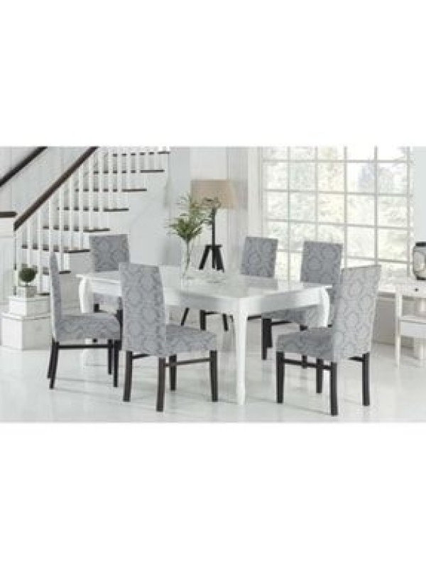 Gerbera Home Collection Gerbera Jakarlı Şal Desen Sandalye Örtüsü 6'li