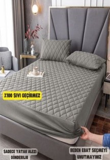 Nart HomeGri Renkli %100 Sıvı Geçirmez Pamuklu Kapitoneli Yatak Koruyucu Renkli Alez Çarşaf